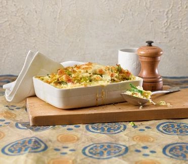 schnelle kueche lauch risoni gratin mit schinken 011118